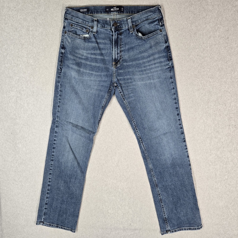 Hollister Men Jeans 33X32 Blue Denim Classic Straight Hollister Epic Flex